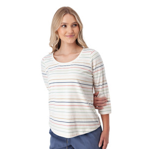 Magnolia 3/4 Sleeve Patterned Top Multi Color Stripe alt 1
