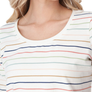 Magnolia 3/4 Sleeve Patterned Top Multi Color Stripe detail