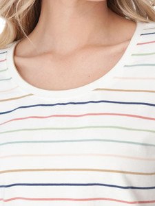 Magnolia 3/4 Sleeve Patterned Top Multi Color Stripe detail