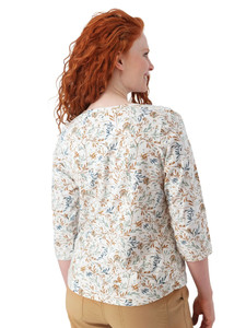 Magnolia 3/4 Sleeve Patterned Top Jadeite All Over Print back