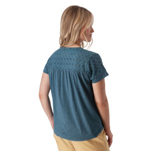 Ansley Eyelet Top Mallard Blue back
