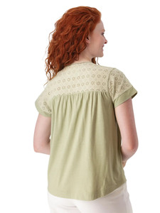 Ansley Eyelet Top Reseda Green back
