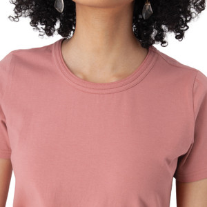 Basis Solid Organic Cotton T-Shirt Dusty Rose Red detail