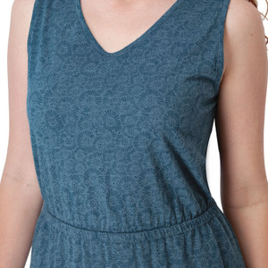 Blue Skies Printed V-Neck Dress Mallard Blue detail