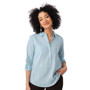 Laken Popover Top Crystal Blue