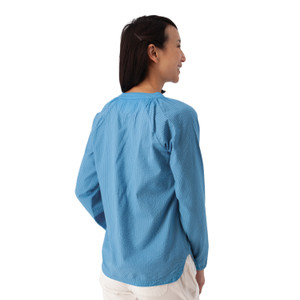 Caspian Seersucker Top Cindre Blue back