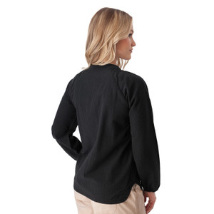 Caspian Seersucker Top Black back