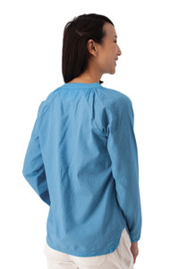 Caspian Seersucker Top Cindre Blue back
