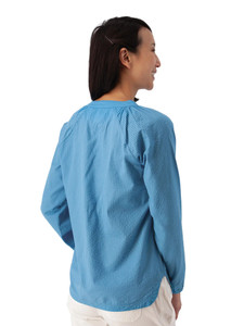Caspian Seersucker Top Cindre Blue back