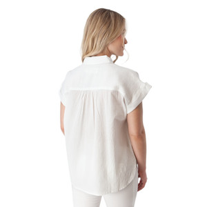 Beachcomber Button Front Solid Short Sleeve White back