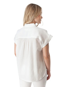 Beachcomber Button Front Solid Short Sleeve White back