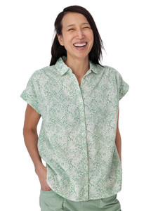 Beachcomber Patterned Button Front Short Sleeve Green alt 1