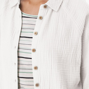 Kelford Full Button Raglan Long Sleeve White front detail