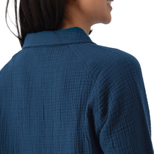 Kelford Full Button Raglan Long Sleeve Gibraltar Sea Blue shoulder detail