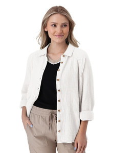 Kelford Full Button Raglan Long Sleeve White