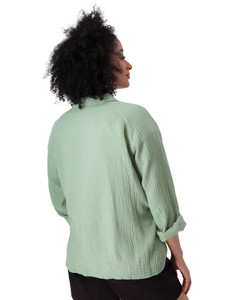 Kelford Full Button Raglan Long Sleeve Granite Green back