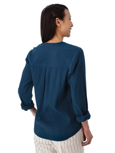 Beachcomber Solid Long Sleeve Popover Gibraltar Sea Blue back