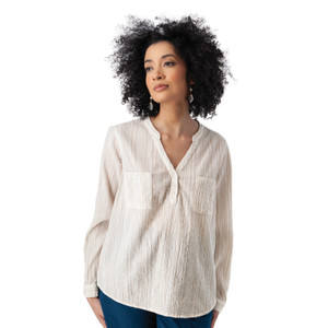Beachcomber Patterned Long Sleeve Popover Stone Gray