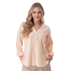 Beachcomber Patterned Long Sleeve Popover Peach alt 1