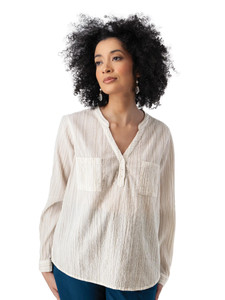 Beachcomber Patterned Long Sleeve Popover Stone Gray alt 1