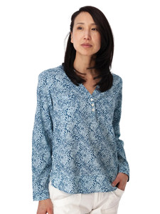 Beachcomber Patterned Long Sleeve Popover Blue
