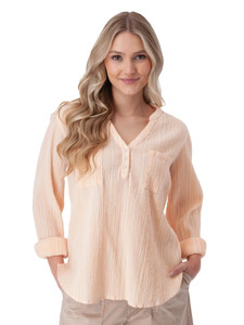 Beachcomber Patterned Long Sleeve Popover Peach alt 1