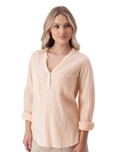 Beachcomber Patterned Long Sleeve Popover Peach