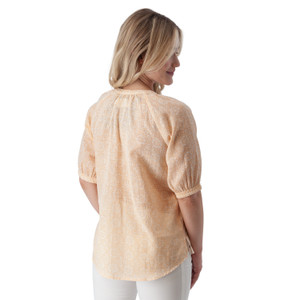 Cassia Elbow Sleeve Print Top Pale Peach back