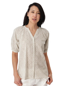 Cassia Elbow Sleeve Print Top Moonstruck Gray