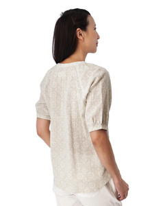 Cassia Elbow Sleeve Print Top Moonstruck Gray back