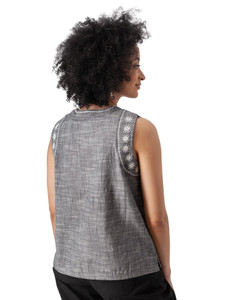 Festival Embroidered Split Neck Tank Black back