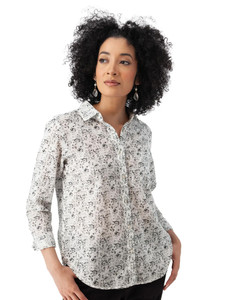 Splendor Floral Long Sleeve Top Black