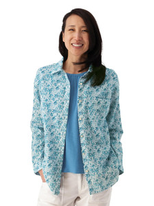 Splendor Floral Long Sleeve Top Crystal Blue
