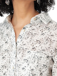 Splendor Floral Long Sleeve Top Black front detail