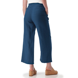 Leni Solid High Rise Wide Leg Ankle Pant Gibraltar Sea Blue back