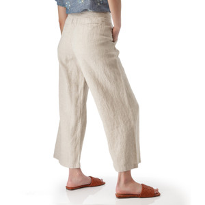 Leni Solid High Rise Wide Leg Ankle Pant Natural Tan back