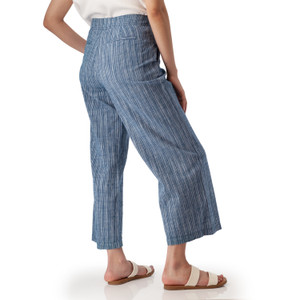 Leni Striped High Rise Wide Leg Ankle Pant Gibraltar Sea Blue back