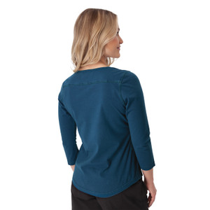 Juni 3/4 Sleeve Notch Neck Tee Gibralter Sea Blue back