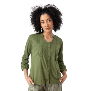 Simone 3/4 Sleeve Top Olivine Green