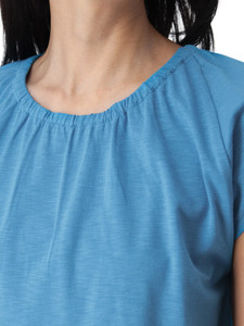 Isla Raglan Sleeve Top Cinder Blue front detail