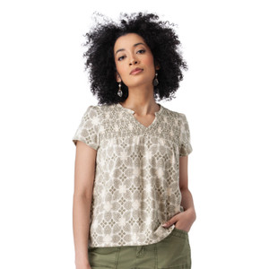 Cottage Smocked Top Olivine Green