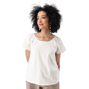 Airy Mixed Media Top White