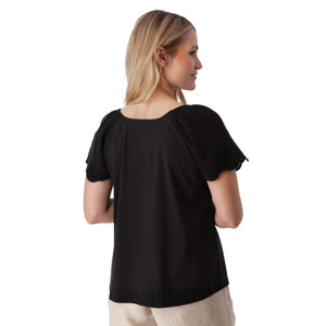 Airy Mixed Media Top Black back