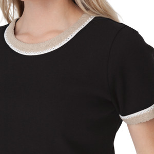 Solana Crochet Trim T-Shirt Black front detail
