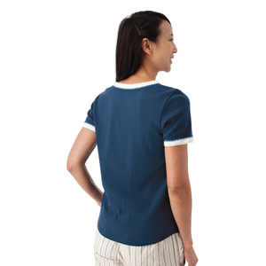 Solana Crochet Trim T-Shirt Gibraltar Sea Blue back