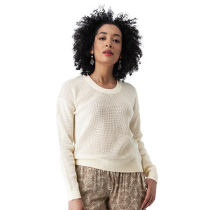 Summer Breeze Open Knit Sweater Egret White