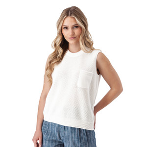 Summertime Mesh-Knit Tank White