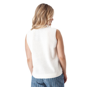 Summertime Mesh-Knit Tank White back