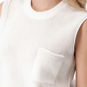Summertime Mesh-Knit Tank White chest detail