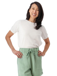 Lottie Pointelle Sweater Top White alt 1